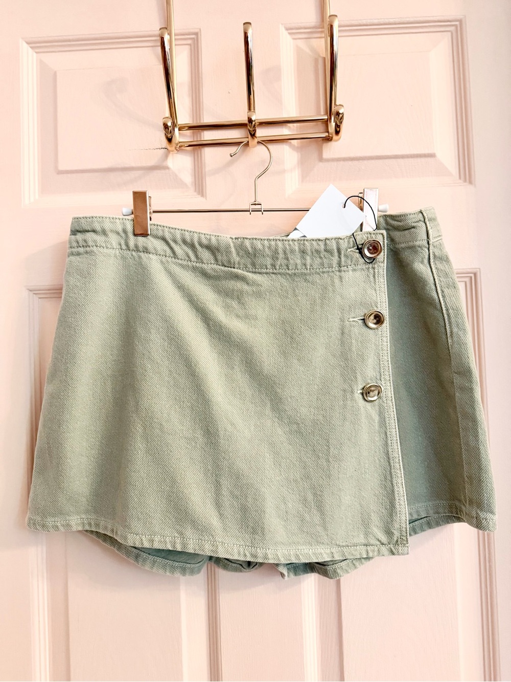 NWT green denim Zara skort